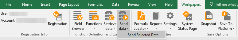 Screen capture showing how to send a subset of data.